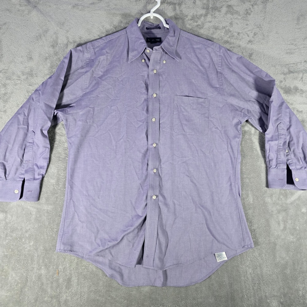 Lands' End Oxford Dress Shirt Button Down‎ Long Sleeve Trim Fit 16 1/2